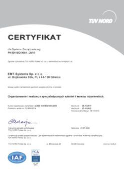 EMT-Systems PN-EN ISO 9001:2015